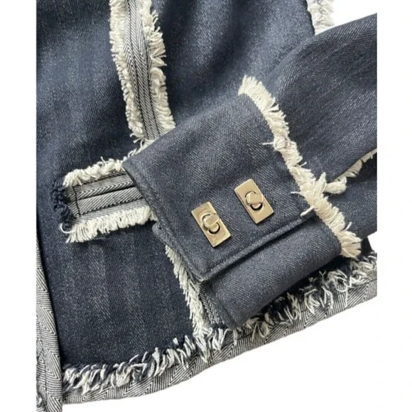 Etcetera 2 Piece Denim Pant Suit Set With Fringe Detail Size 4 - Picture 7 of 15